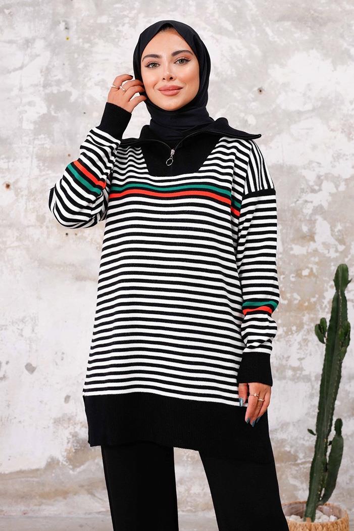 Seral Tunik Pantolon İkili Triko Takım 1233 - Siyah