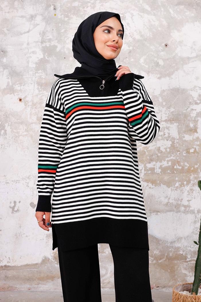 Seral Tunik Pantolon İkili Triko Takım 1233 - Siyah