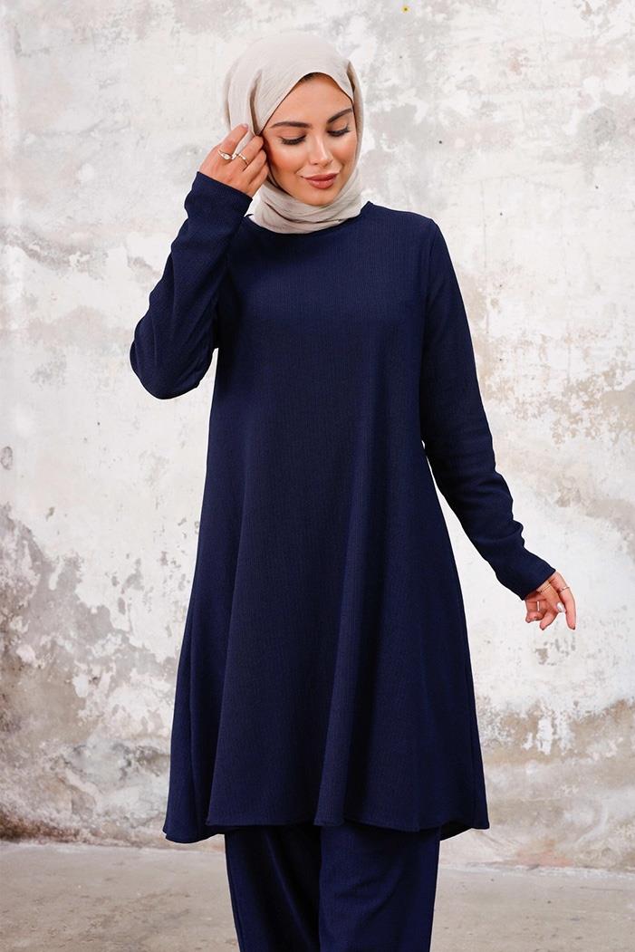 Seyal Tunik Pantolon Bürümcük Takım 1252 - Lacivert