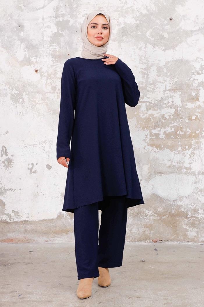 Seyal Tunik Pantolon Bürümcük Takım 1252 - Lacivert