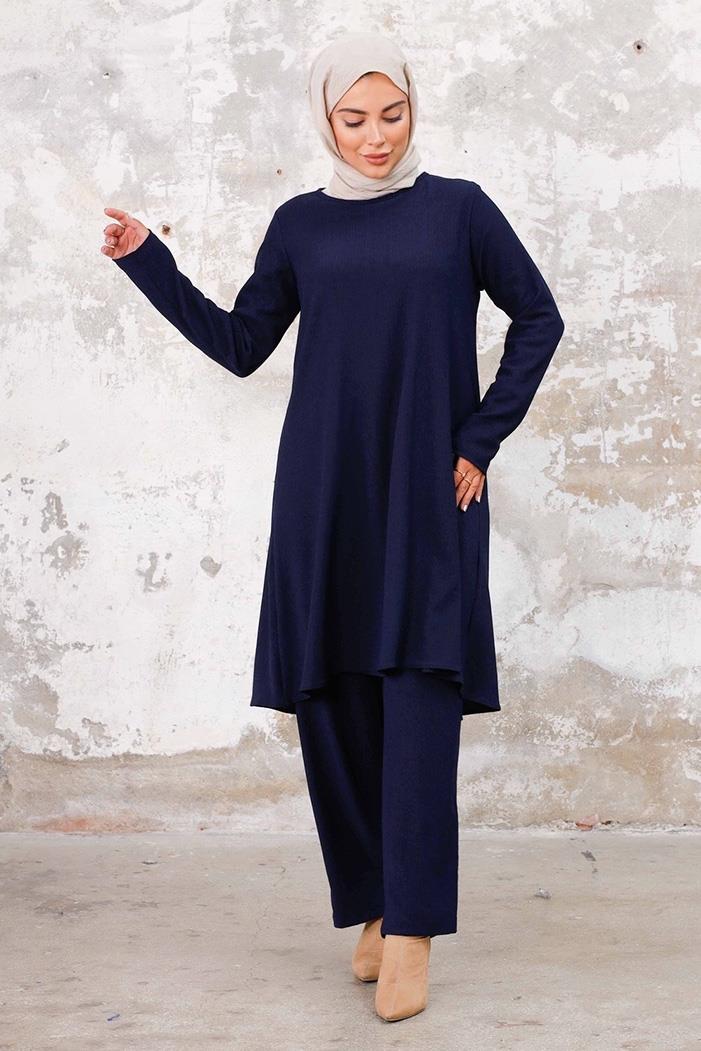 Seyal Tunik Pantolon Bürümcük Takım 1252 - Lacivert