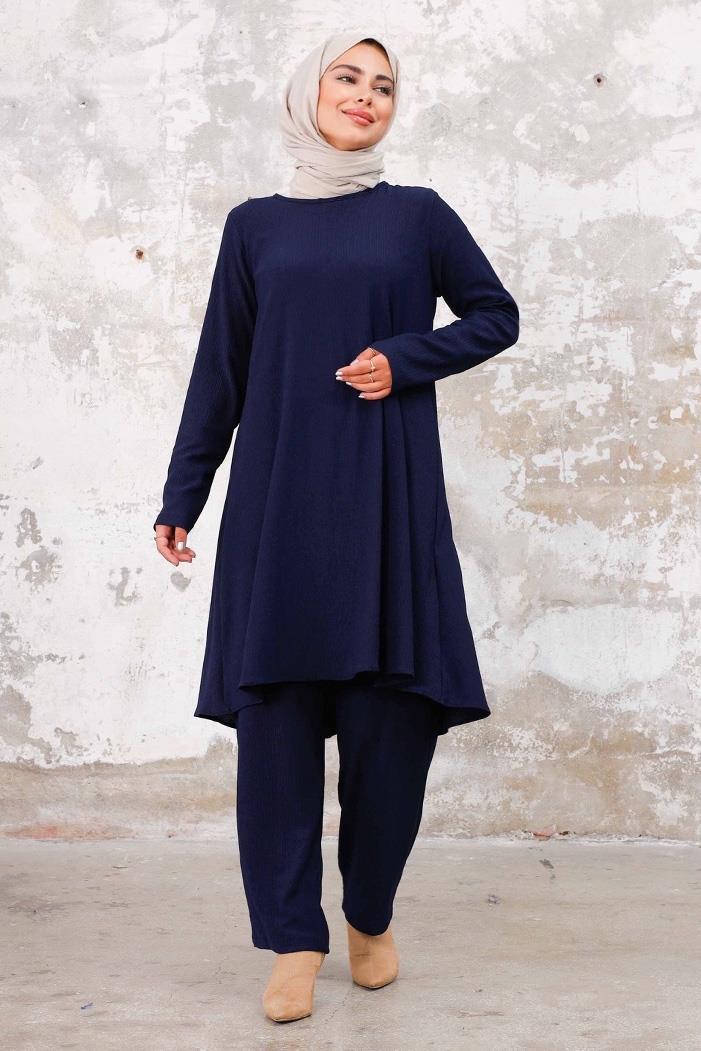 Seyal Tunik Pantolon Bürümcük Takım 1252 - Lacivert