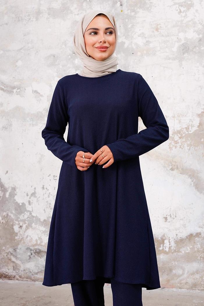 Seyal Tunik Pantolon Bürümcük Takım 1252 - Lacivert