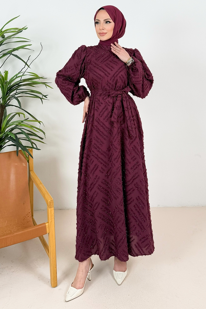 Silay Püsküllü Abiye 1396 - Bordo