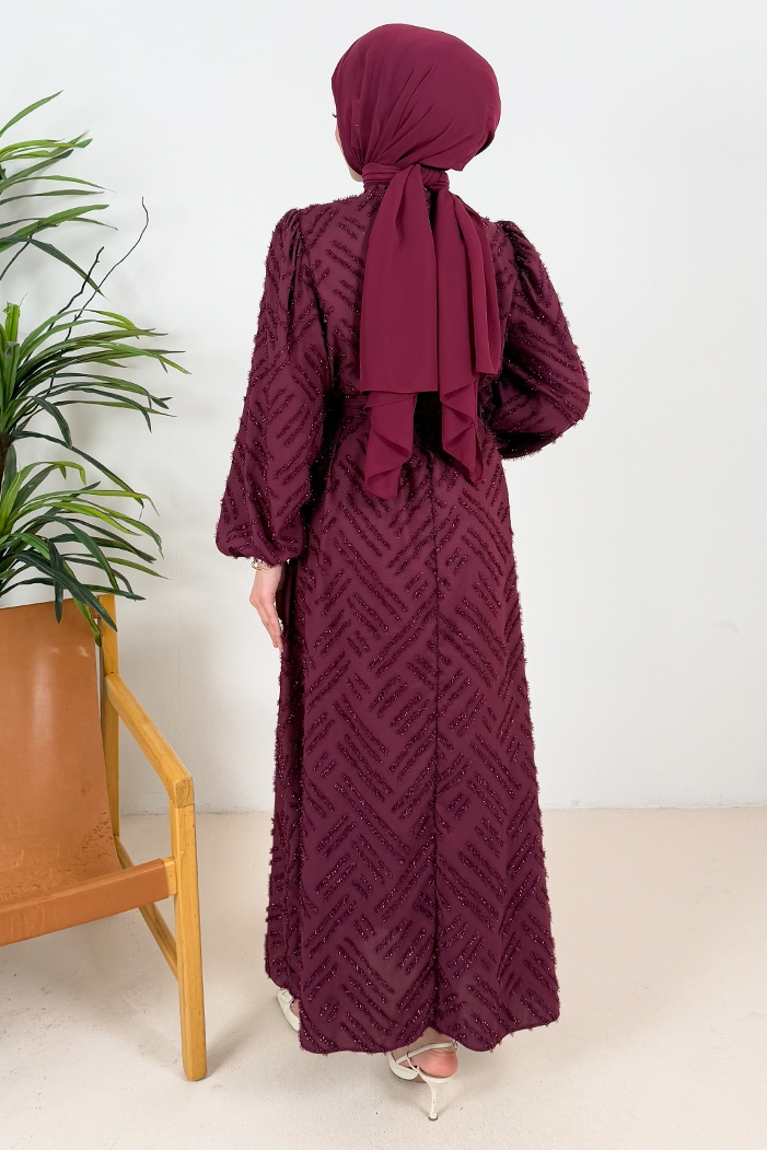 Silay Püsküllü Abiye 1396 - Bordo