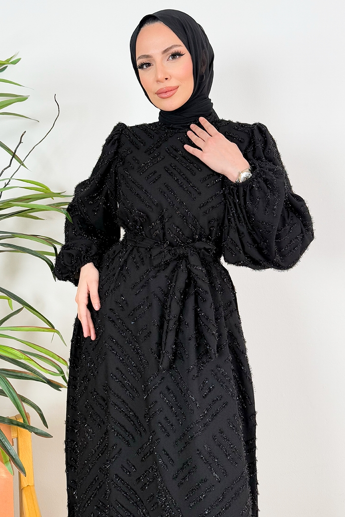 Silay Püsküllü Abiye 1396 - Siyah