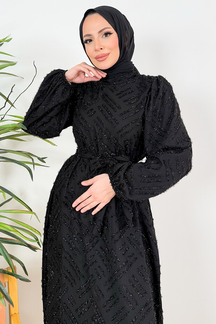 Silay Püsküllü Abiye 1396 - Siyah