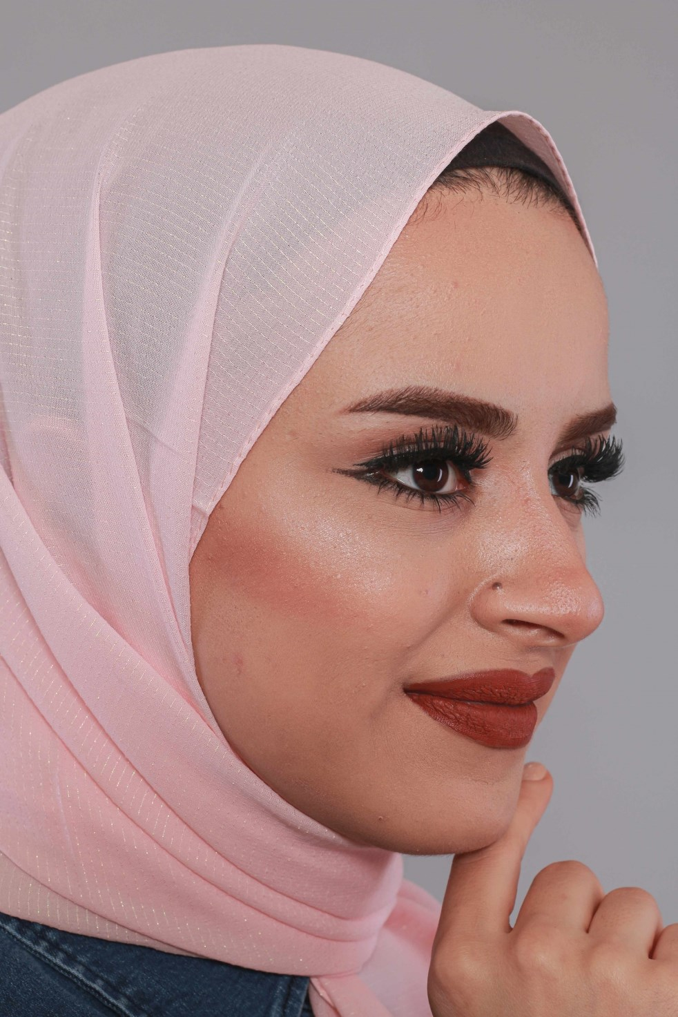Simli Şal - Toz Pembe