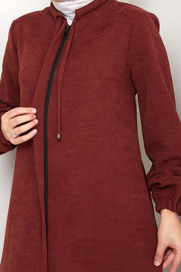 Şönil Gizli Fermuarlı Ferace 1628 - Bordo