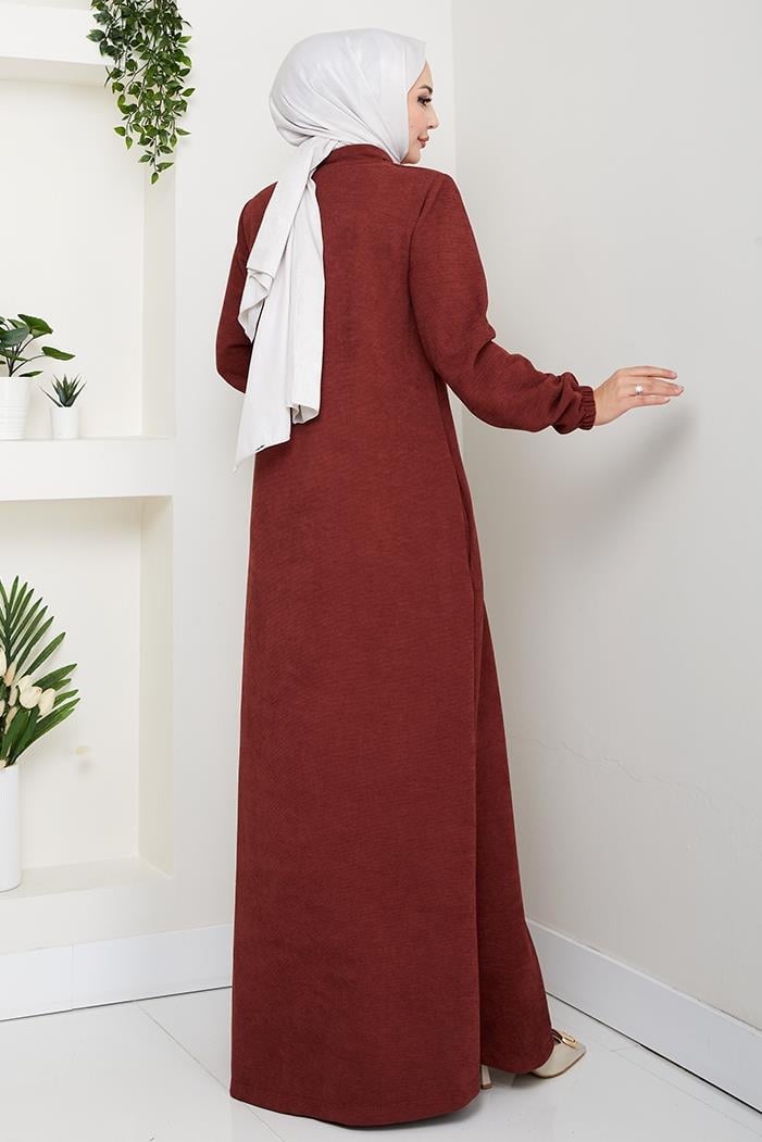 Şönil Gizli Fermuarlı Ferace 1628 - Bordo