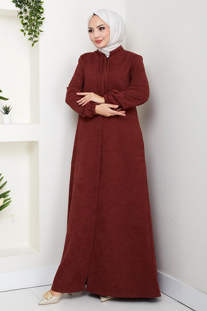 Şönil Gizli Fermuarlı Ferace 1628 - Bordo