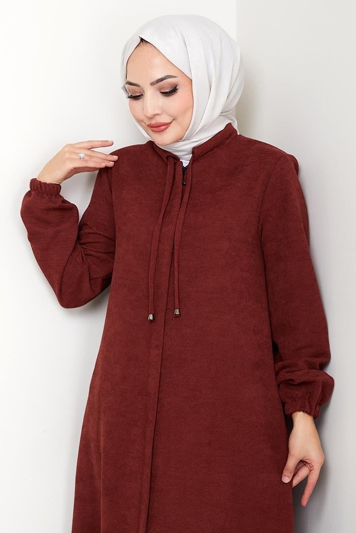 Şönil Gizli Fermuarlı Ferace 1628 - Bordo