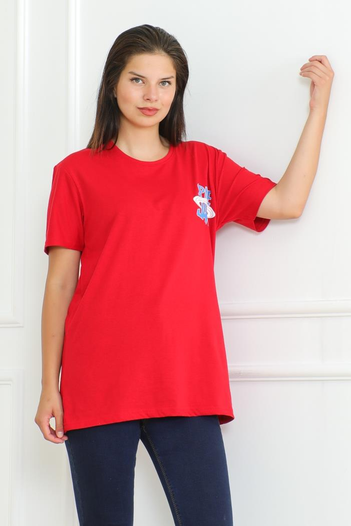 Space Baskılı Tişört 1062 - Kırmızı