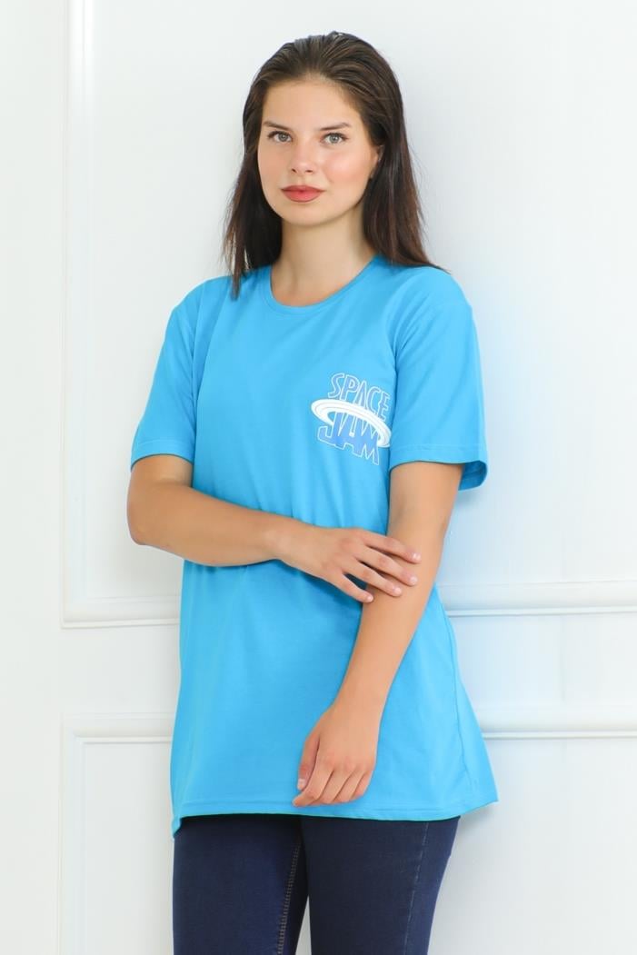 Space Baskılı Tişört 1062 - Mavi