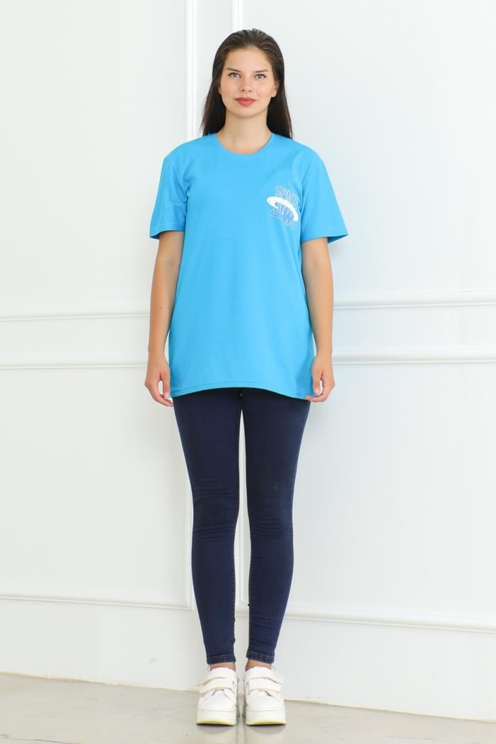 Space Baskılı Tişört 1062 - Mavi