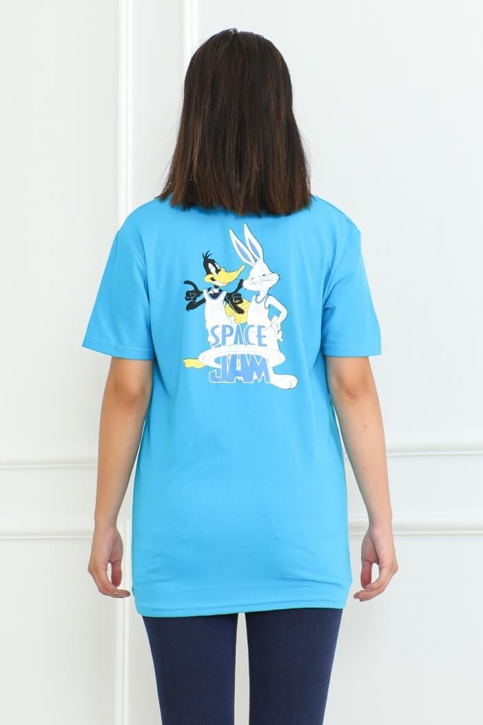 Space Baskılı Tişört 1062 - Mavi