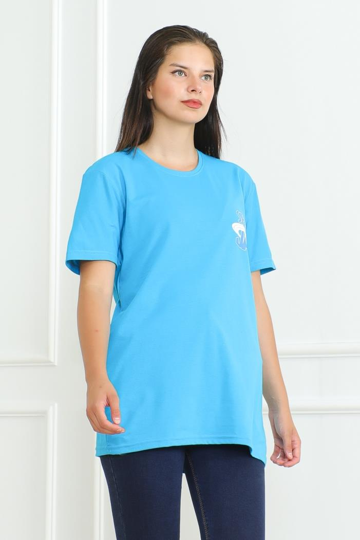 Space Baskılı Tişört 1062 - Mavi