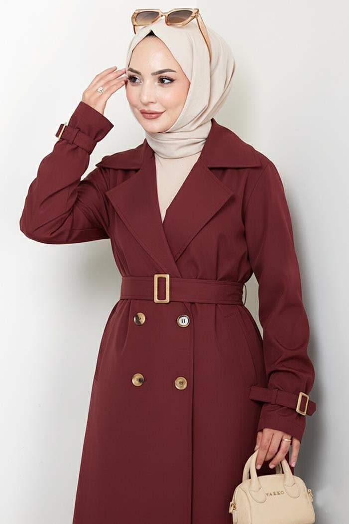 Tam Boy Su Geçirmez Trenç 1596 - Bordo