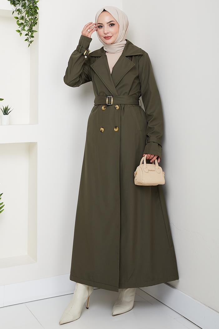 Tam Boy Su Geçirmez Trenç 1596 - Haki