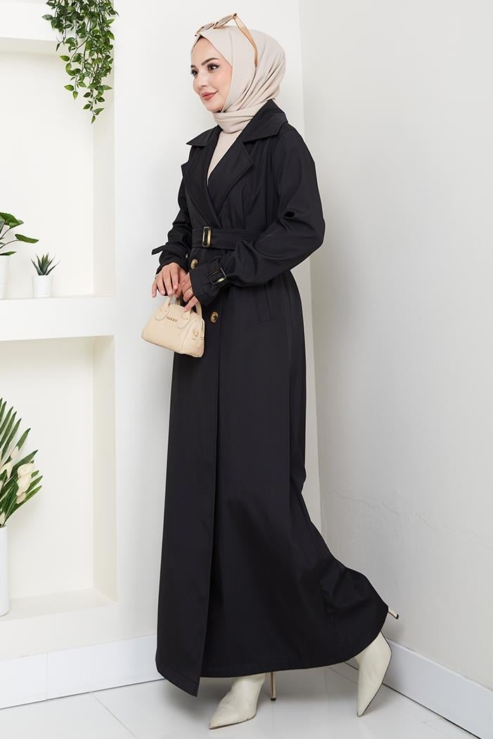 Tam Boy Su Geçirmez Trenç 1596 - Siyah