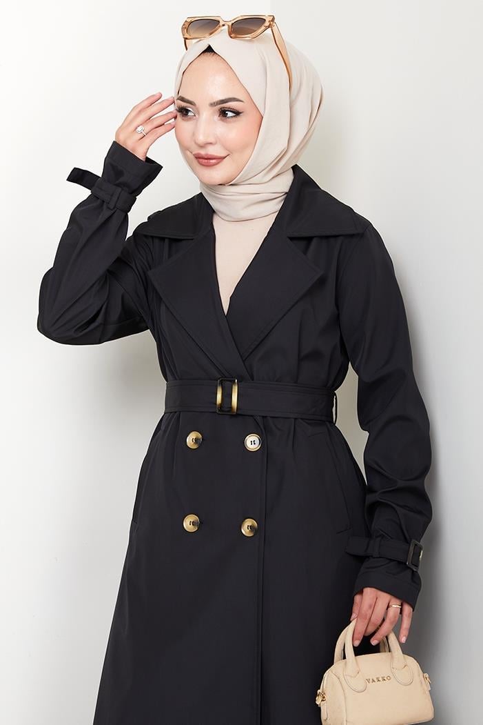 Tam Boy Su Geçirmez Trenç 1596 - Siyah