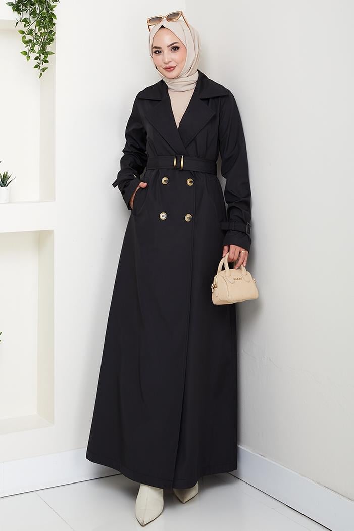 Tam Boy Su Geçirmez Trenç 1596 - Siyah