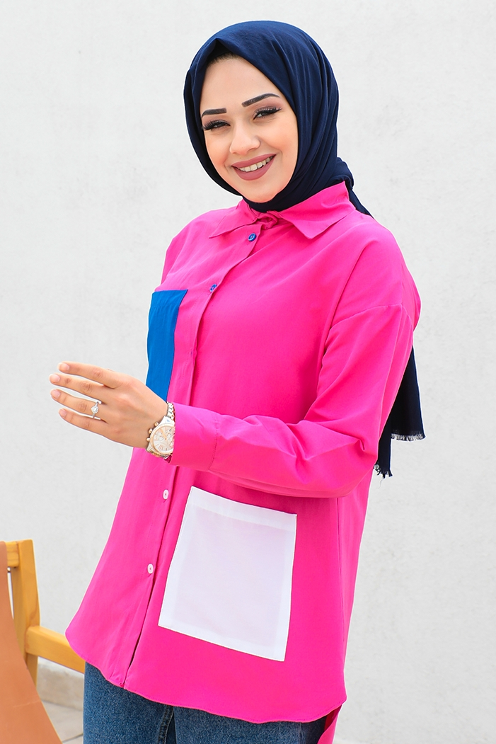 Tanyel Çift Renkli Gömlek 491 - Pembe