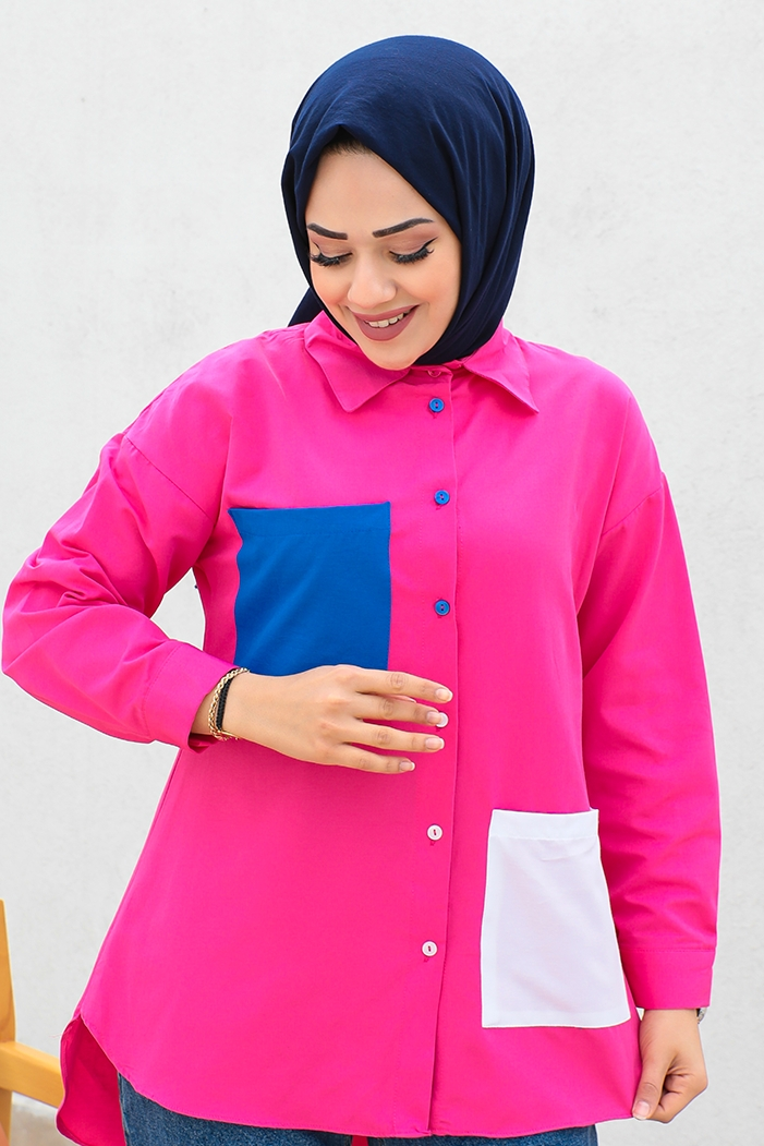 Tanyel Çift Renkli Gömlek 491 - Pembe