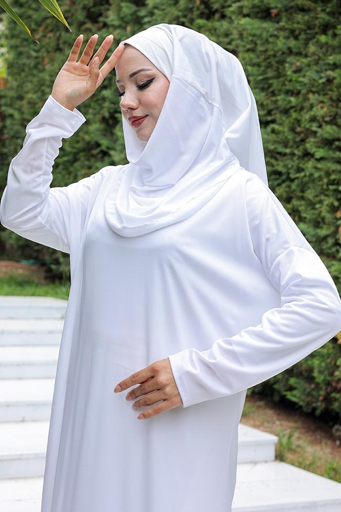 Tek Parça Namaz Elbisesi 796 - Beyaz