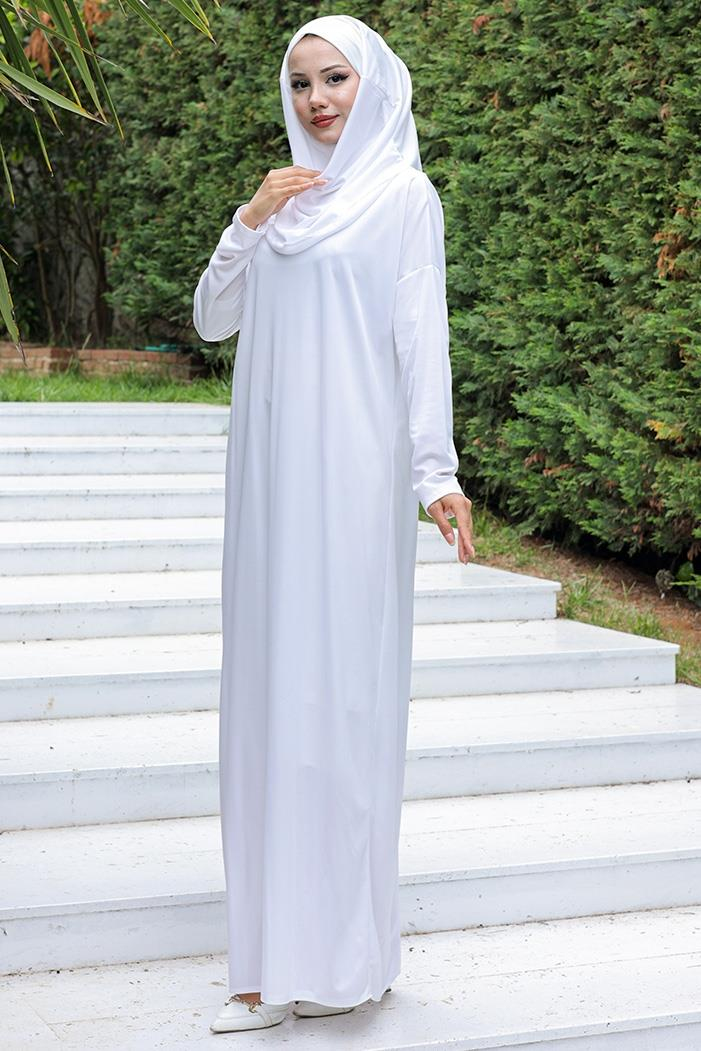 Tek Parça Namaz Elbisesi 796 - Beyaz