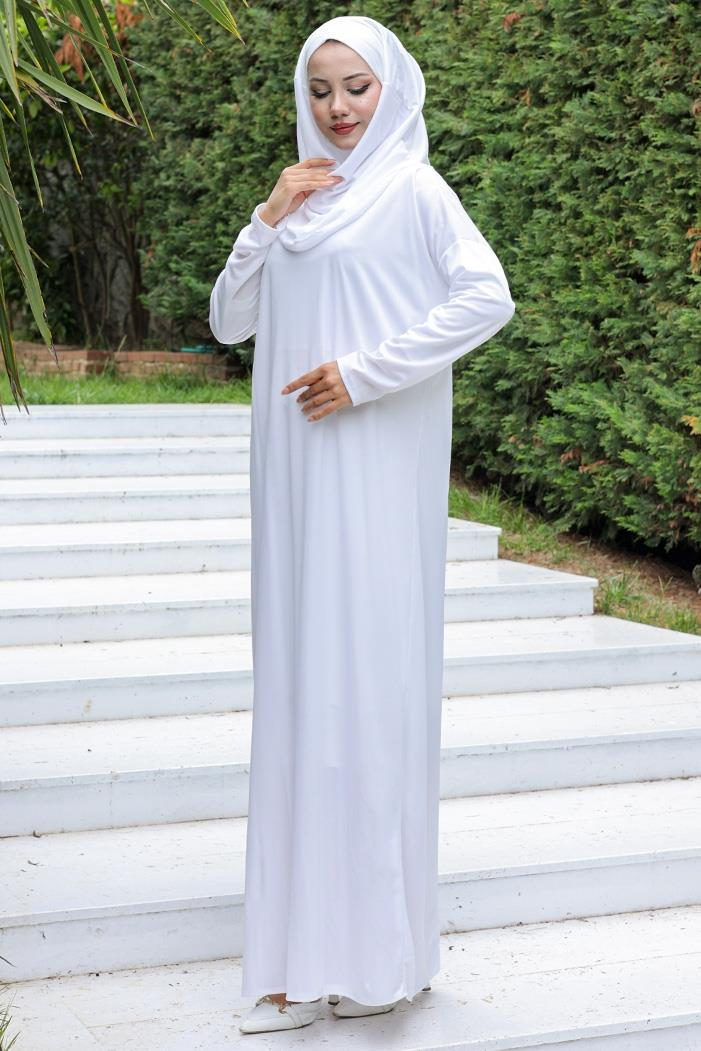 Tek Parça Namaz Elbisesi 796 - Beyaz
