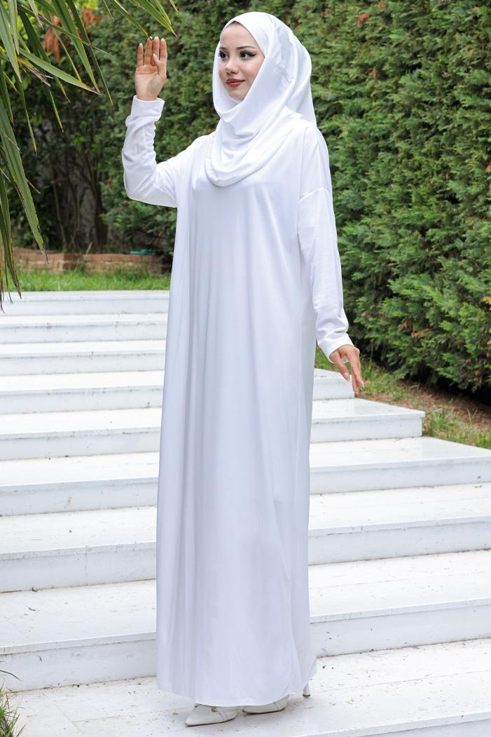 Tek Parça Namaz Elbisesi 796 - Beyaz