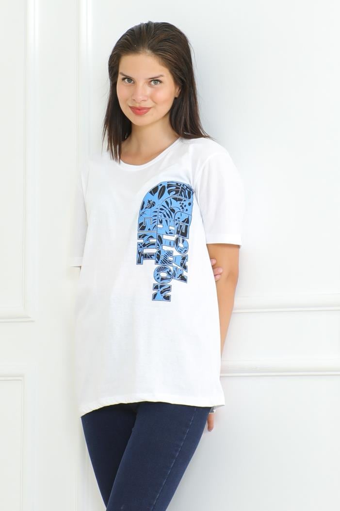 The Nort Baskılı Tişört 1075 - Beyaz