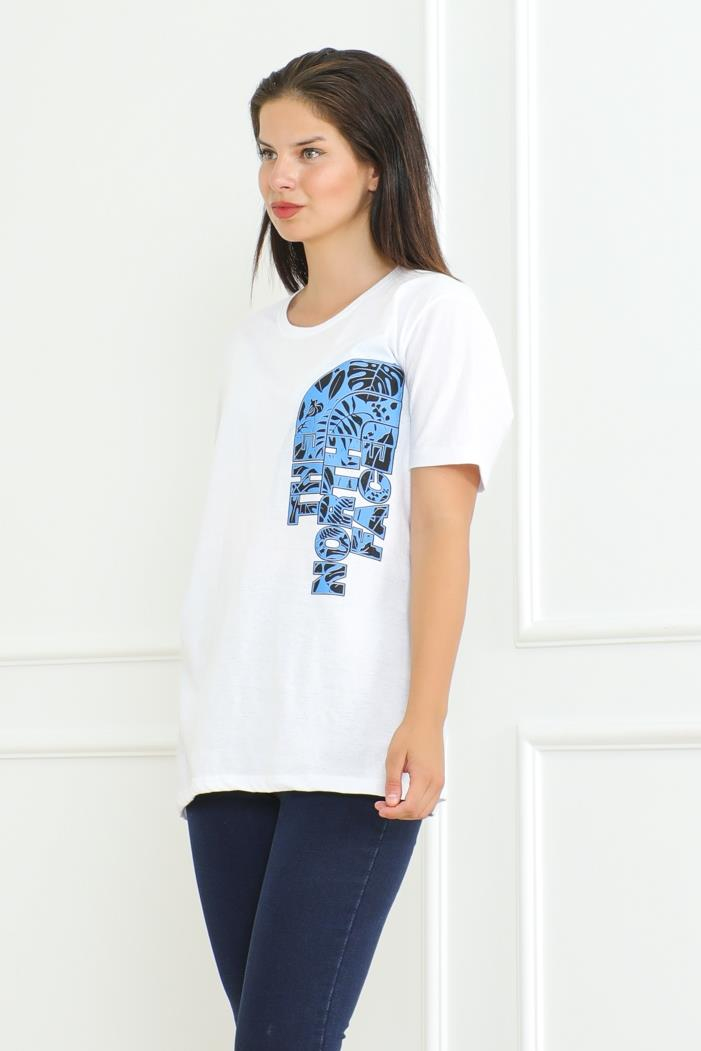 The Nort Baskılı Tişört 1075 - Beyaz