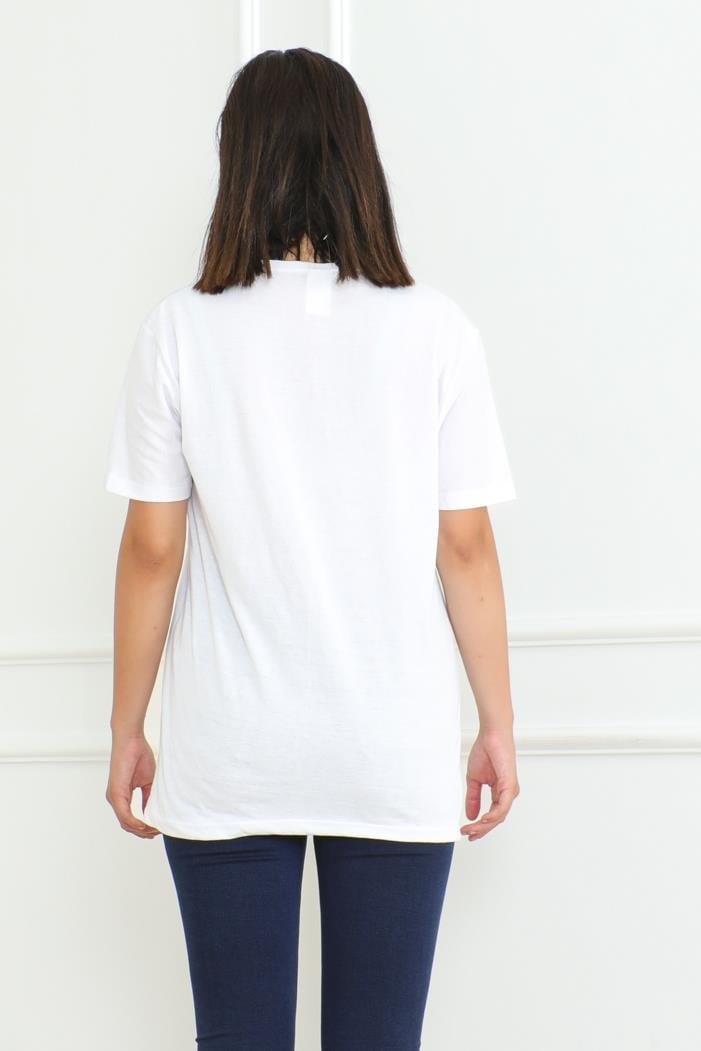 The Nort Baskılı Tişört 1075 - Beyaz