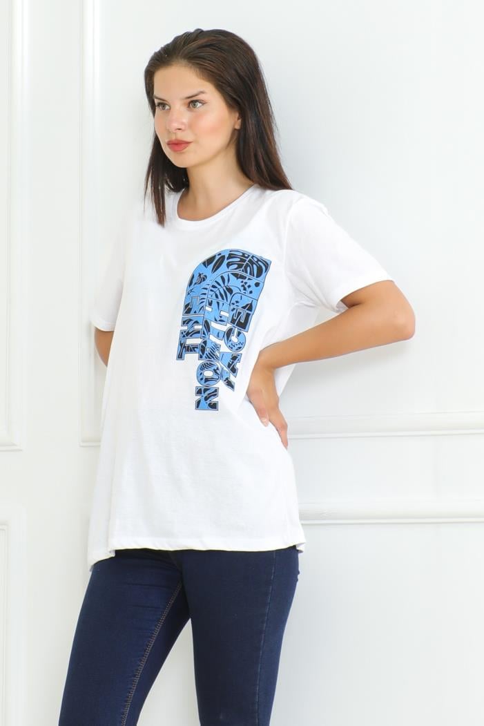 The Nort Baskılı Tişört 1075 - Beyaz