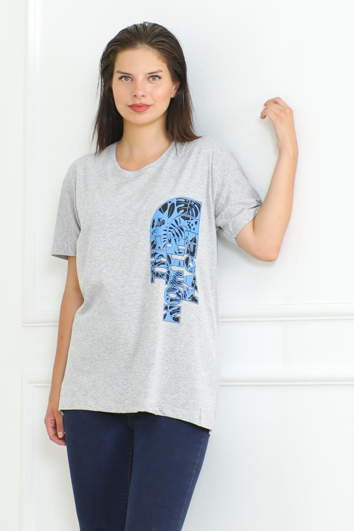 The Nort Baskılı Tişört 1075 - Gri