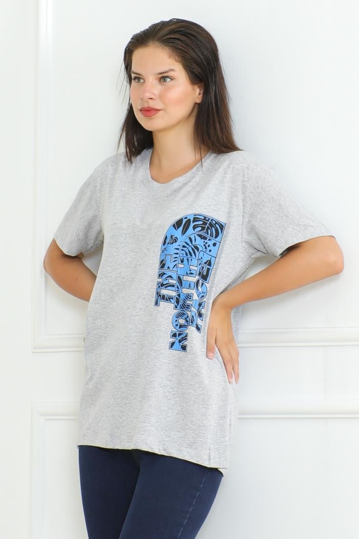 The Nort Baskılı Tişört 1075 - Gri