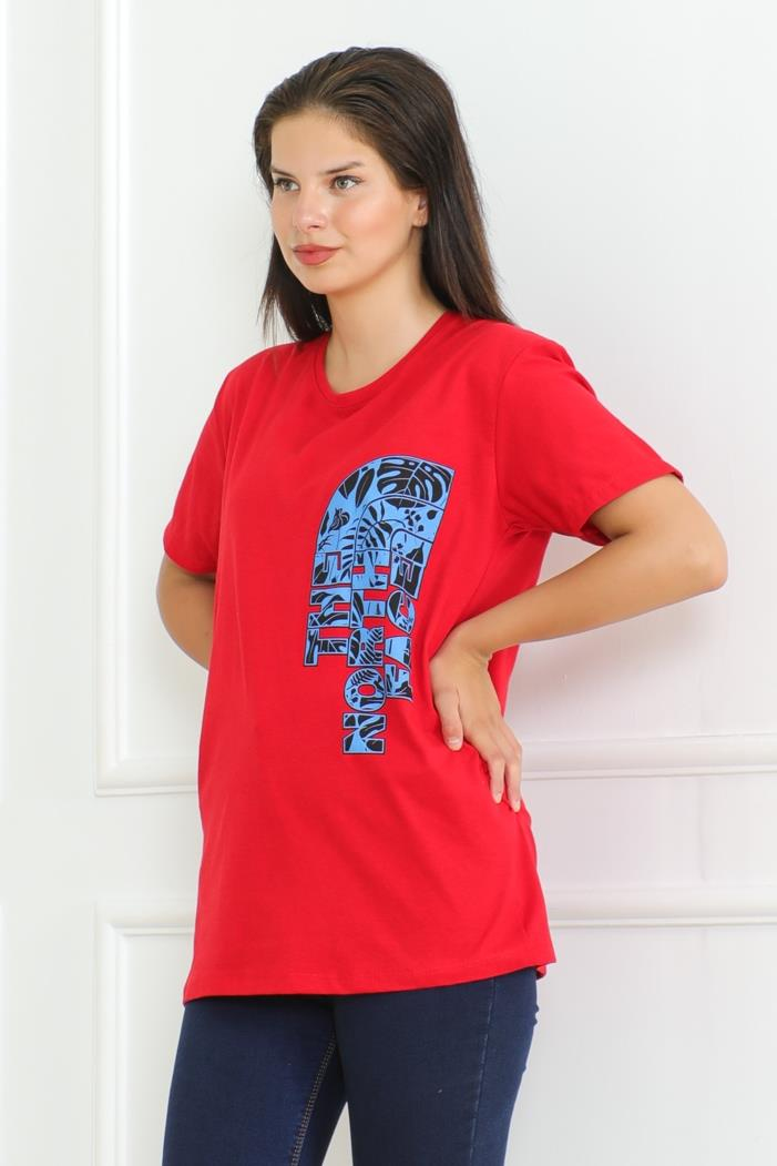 The Nort Baskılı Tişört 1075 - Kırmızı