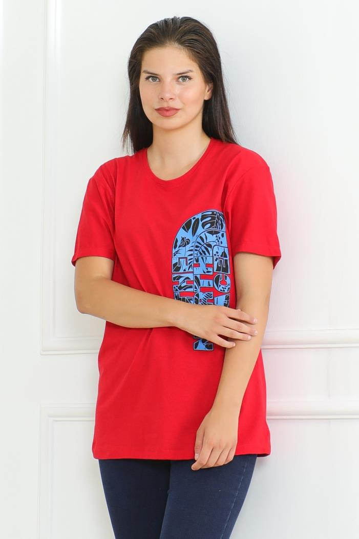 The Nort Baskılı Tişört 1075 - Kırmızı