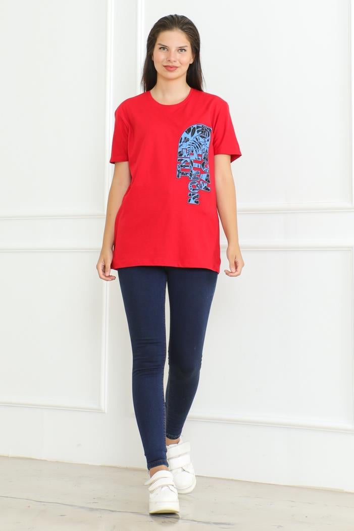 The Nort Baskılı Tişört 1075 - Kırmızı