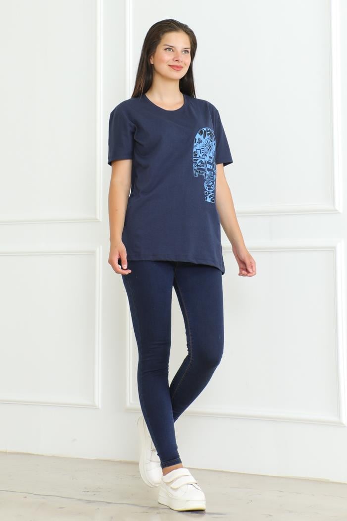 The Nort Baskılı Tişört 1075 - Lacivert