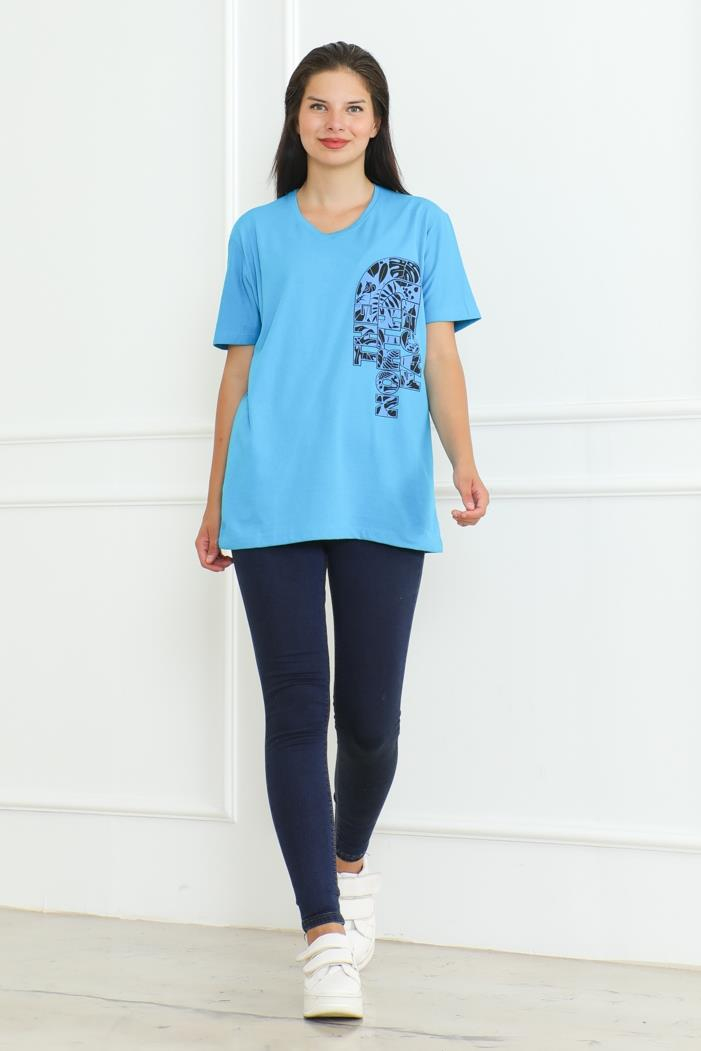 The Nort Baskılı Tişört 1075 - Mavi