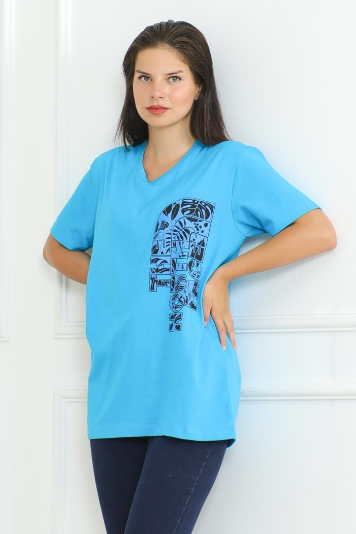 The Nort Baskılı Tişört 1075 - Mavi