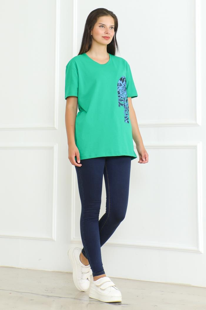 The Nort Baskılı Tişört 1075 - Yeşil