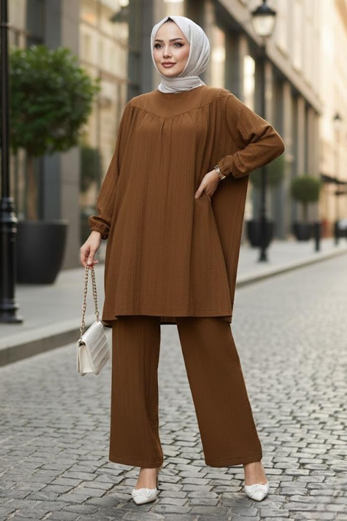 Tunik Pantolon İkili Takım 1606 - Acı Kahve