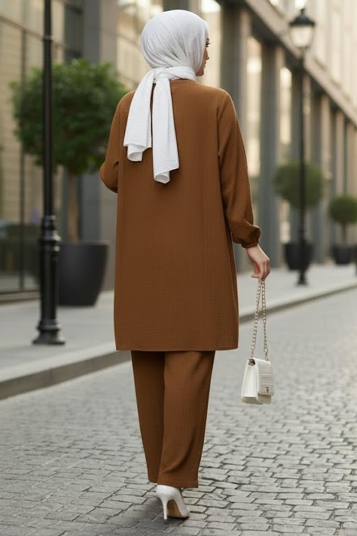 Tunik Pantolon İkili Takım 1606 - Acı Kahve