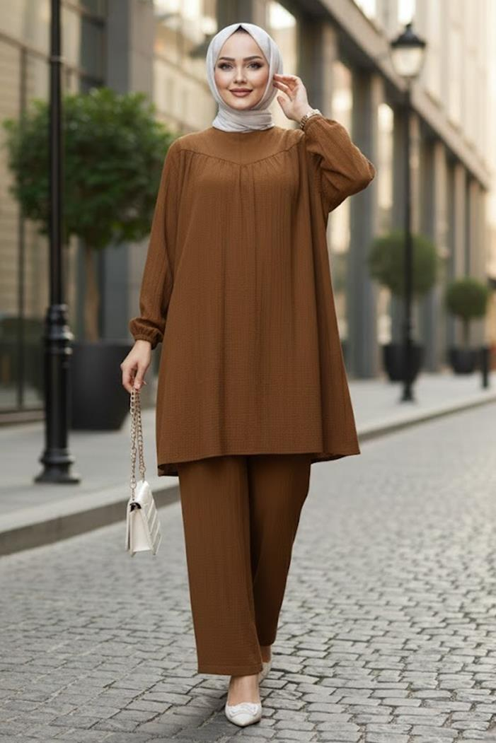 Tunik Pantolon İkili Takım 1606 - Acı Kahve