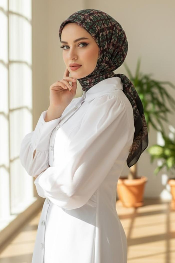 Vette Desenli Soft Eşarp 1183 - Haki