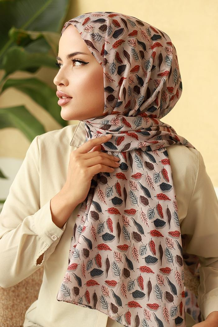 Yaprak Desen Soft Şal 611 - Pudra